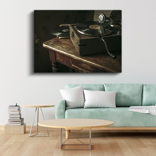 Antika Pikap - Nostaljik Müzik Aleti Kanvas Tablo