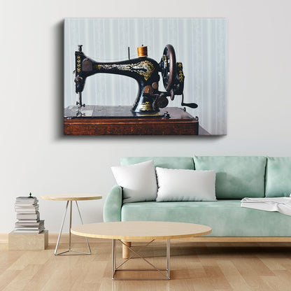 Antika Dikiş Makinesi - El İşçiliği Detaylı Kanvas Tablo