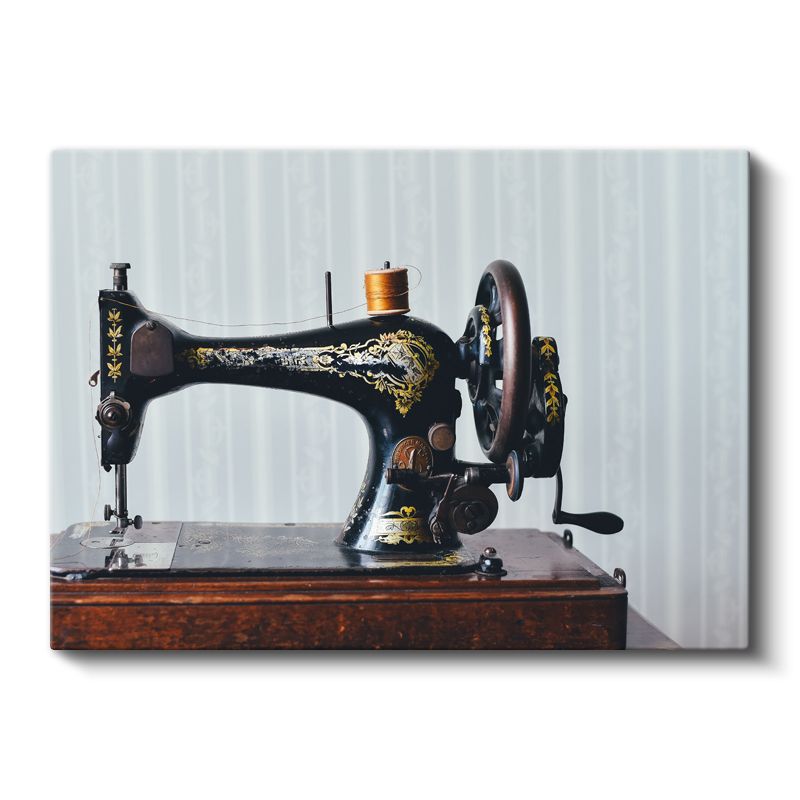 Antika Dikiş Makinesi - El İşçiliği Detaylı Kanvas Tablo