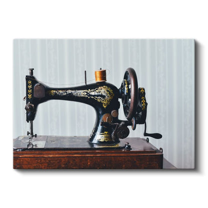 Antika Dikiş Makinesi - El İşçiliği Detaylı Kanvas Tablo