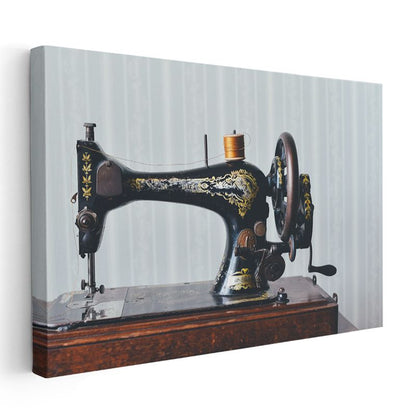 Antika Dikiş Makinesi - El İşçiliği Detaylı Kanvas Tablo