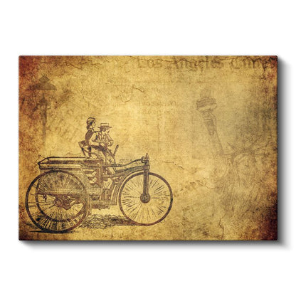 Nostaljik Bisiklet - El Yapımı Antika Tasarım Kanvas Tablo
