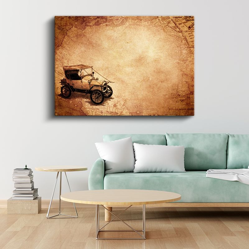 Antika Otomobil - Nostaljik Seyahat Temalı Kanvas Tablo