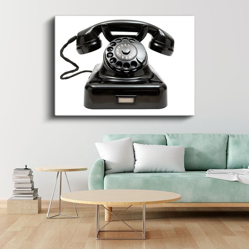 Klasik Telefon - Siyah Kadran Tasarımlı Kanvas Tablo