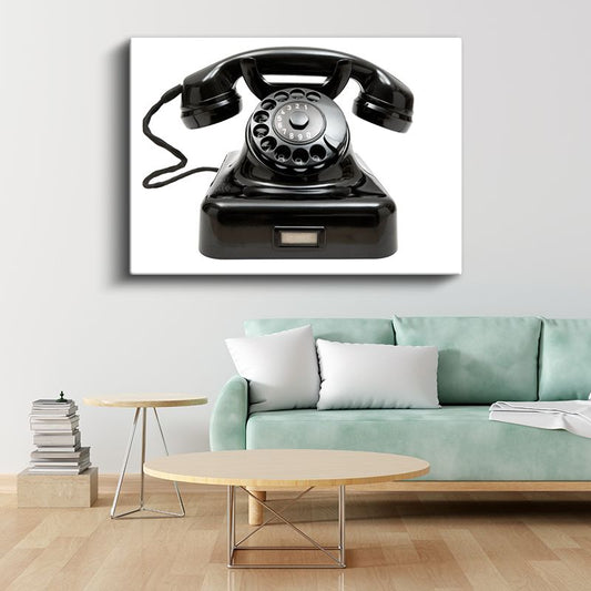 Klasik Telefon - Siyah Kadran Tasarımlı Kanvas Tablo