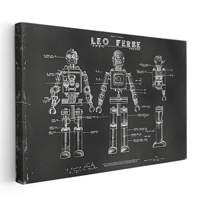 Robot Şeması - Vintage Teknik Çizim Kanvas Tablo