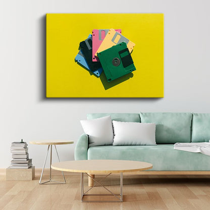 Renkli Disketler - 90'lar Bilgisayar Teknolojisi Kanvas Tablo