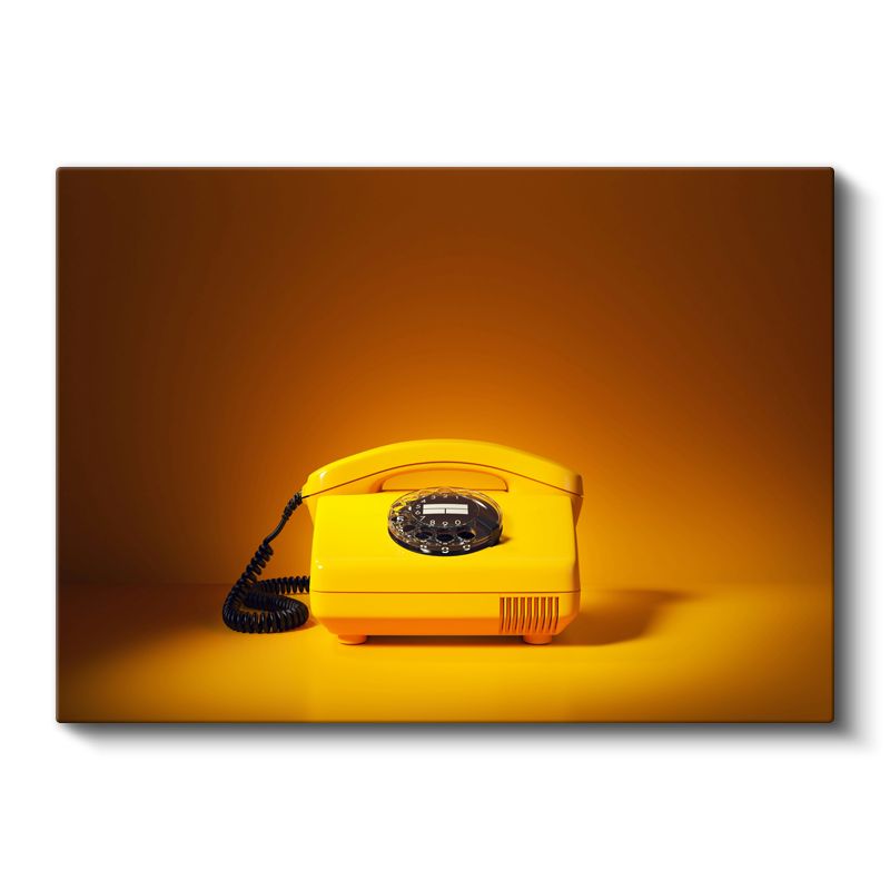 Sarı Telefon - Retro İletişim Cihazı Kanvas Tablo