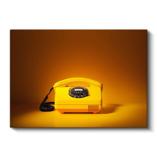 Sarı Telefon - Retro İletişim Cihazı Kanvas Tablo
