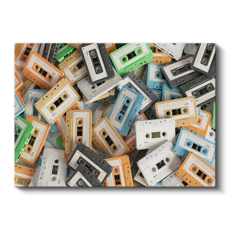 Renkli Kasetler - Nostaljik Müzik Koleksiyonu Kanvas Tablo