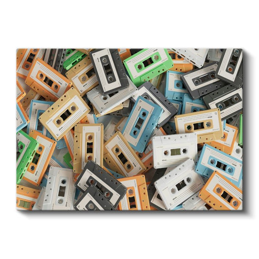 Renkli Kasetler - Nostaljik Müzik Koleksiyonu Kanvas Tablo