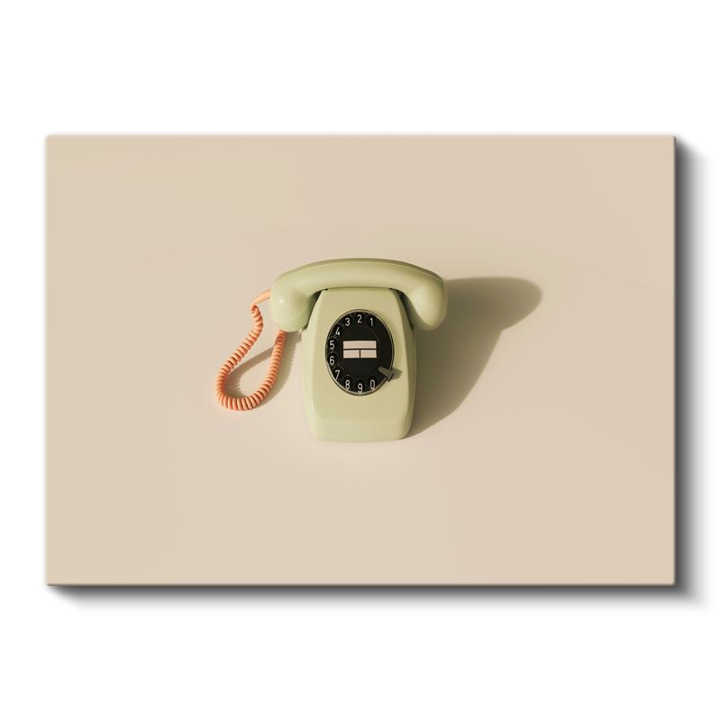 Krem Çevirmeli Telefon - Retro İletişim İkonu Kanvas Tablo