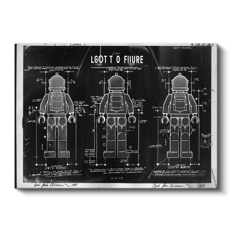 Oyuncak Figür Teknik Çizimi - Vintage Tasarım Şeması Kanvas Tablo