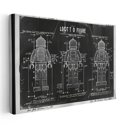 Oyuncak Figür Teknik Çizimi - Vintage Tasarım Şeması Kanvas Tablo