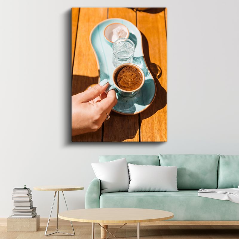 Kahve Molası - Güneşli Masada Türk Kahvesi Sunumu Kanvas Tablo
