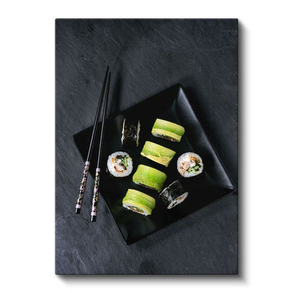 Suşi Tabağı - Siyah Tabakta Sunulan Japon Lezzeti Kanvas Tablo