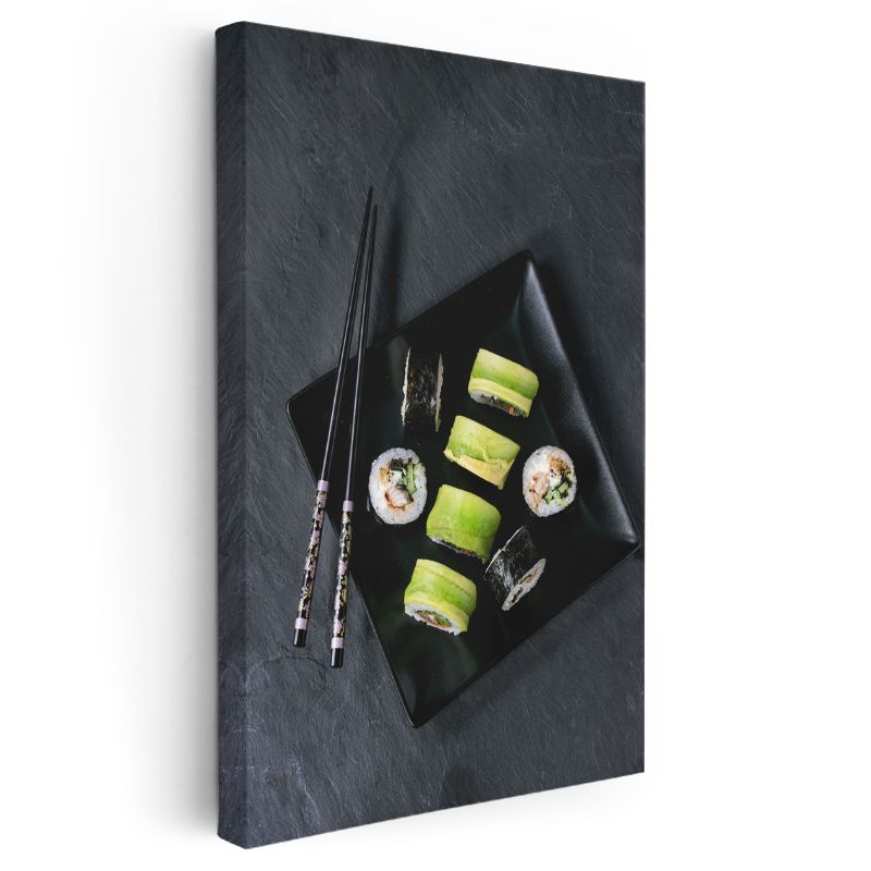 Suşi Tabağı - Siyah Tabakta Sunulan Japon Lezzeti Kanvas Tablo
