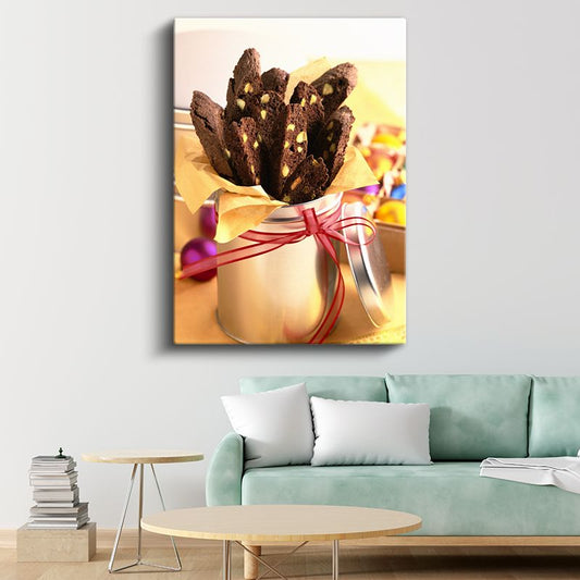 Çikolatalı Biscotti - Kavanozda Sunulan Ev Yapımı Kurabiyeler Kanvas Tablo