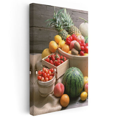 Taze Meyveler - Renkli Yaz Meyveleri Koleksiyonu Kanvas Tablo