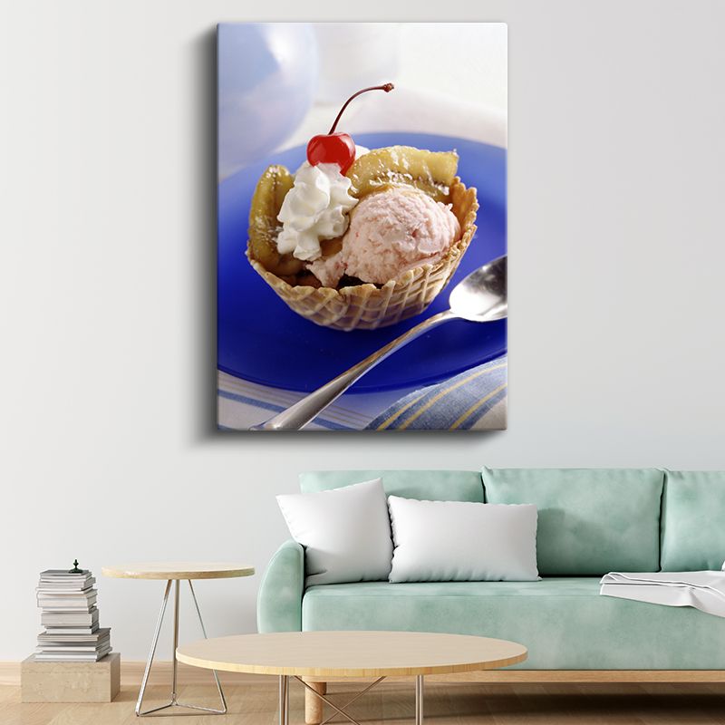 Dondurma Külahı - Taze Meyveli Waffle Tatlısı Kanvas Tablo