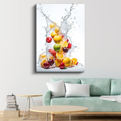 Meyve Şöleni - Sulu Narenciye ve Kiraz Karışımı Kanvas Tablo