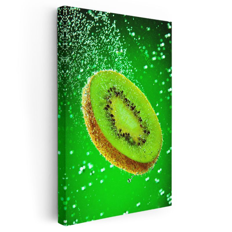 Taze Kivi Dilimi - Yeşil Suda Serinletici Meyve Kanvas Tablo