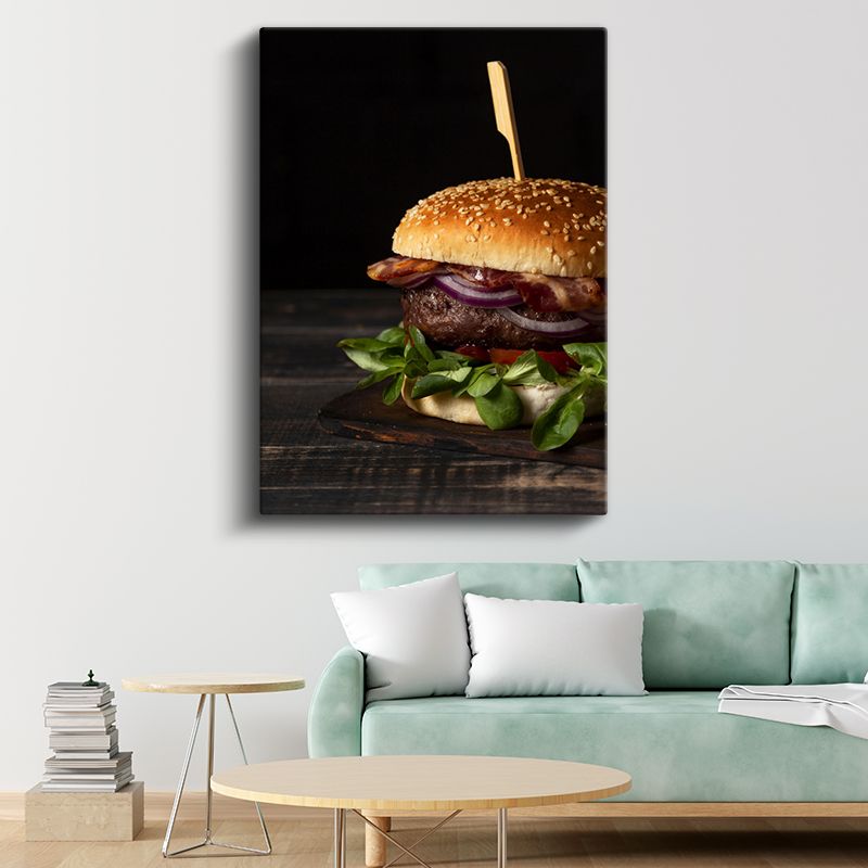Gurme Hamburger - Taze Malzemelerle Hazırlanmış Lezzet Kanvas Tablo