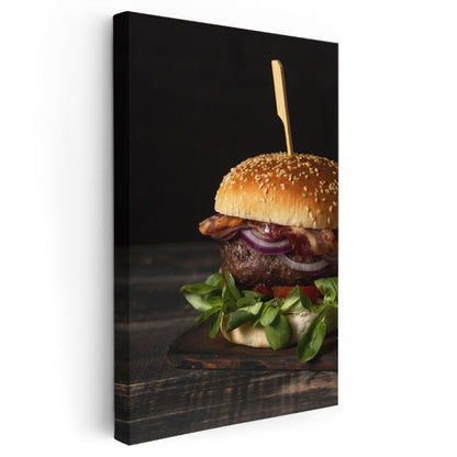 Gurme Hamburger - Taze Malzemelerle Hazırlanmış Lezzet Kanvas Tablo