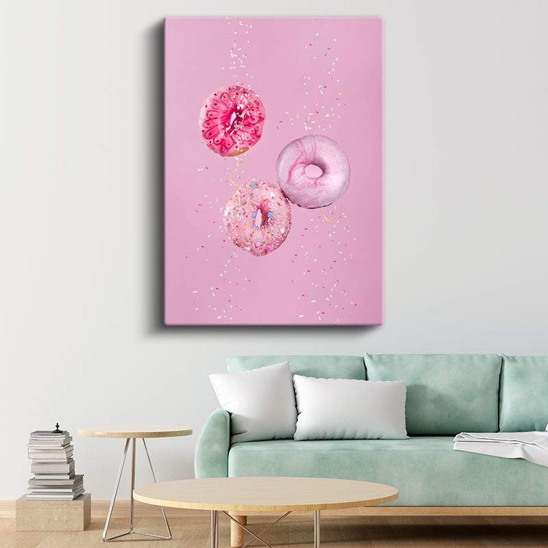 Pembe Donutlar - Renkli Şekerlemeli Tatlı Ziyafeti Kanvas Tablo