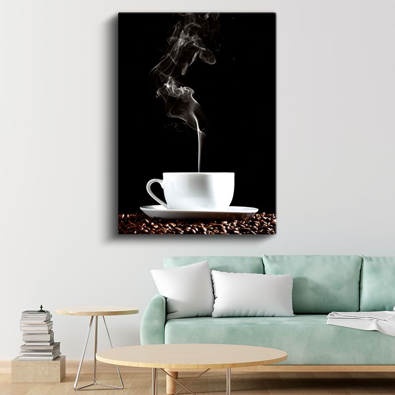 Sıcak Kahve - Buharı Tüten Fincan Kanvas Tablo