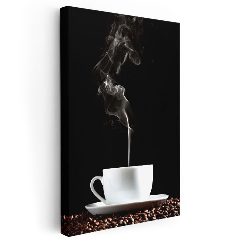 Sıcak Kahve - Buharı Tüten Fincan Kanvas Tablo