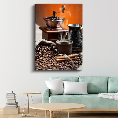 Kahve Ritüeli - Geleneksel Pişirme Seti Kanvas Tablo
