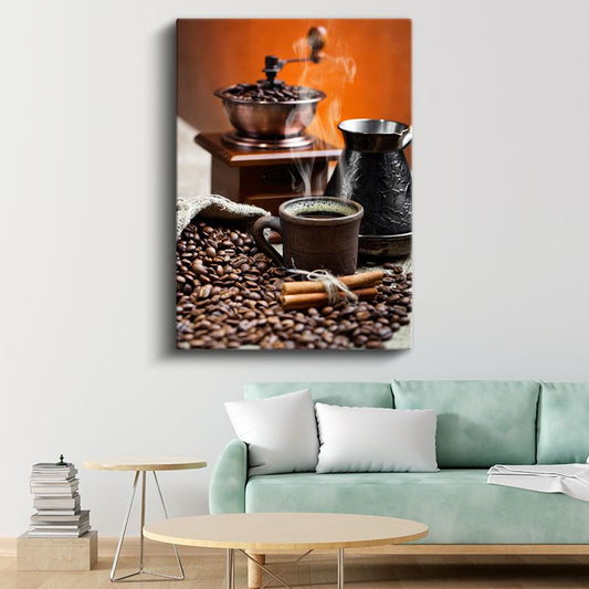 Kahve Ritüeli - Geleneksel Pişirme Seti Kanvas Tablo