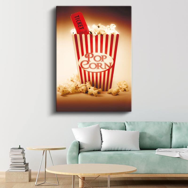 Sinema Keyfi - Patlamış Mısır ve Bilet Kanvas Tablo