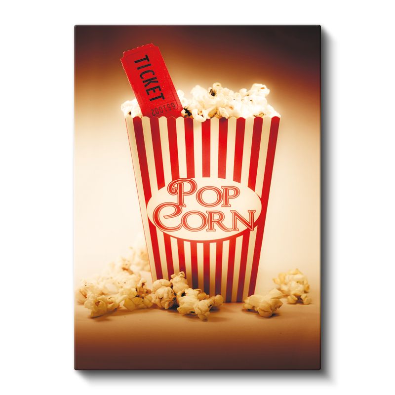 Sinema Keyfi - Patlamış Mısır ve Bilet Kanvas Tablo