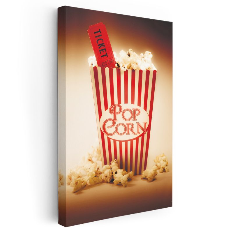 Sinema Keyfi - Patlamış Mısır ve Bilet Kanvas Tablo