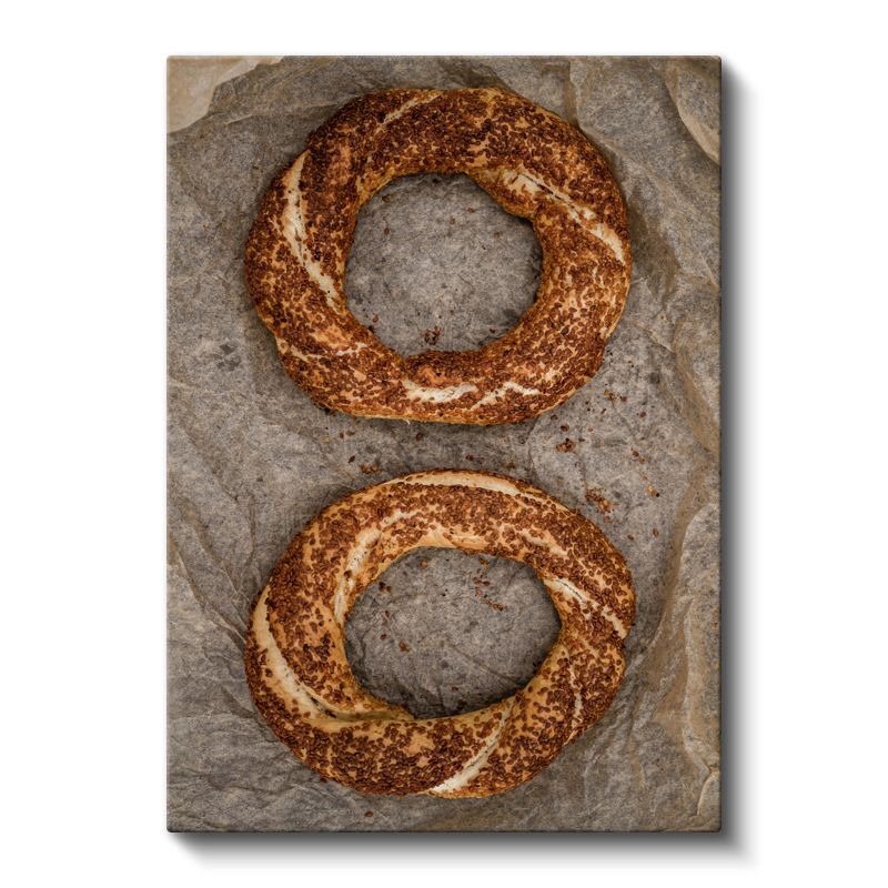 Fırından Taze - El Yapımı Simit Kanvas Tablo