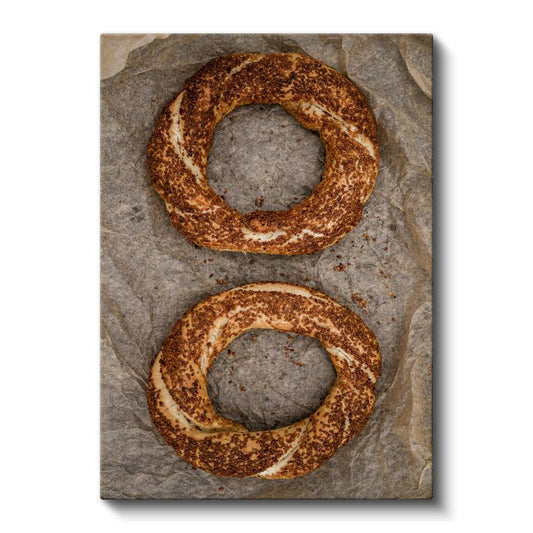 Fırından Taze - El Yapımı Simit Kanvas Tablo