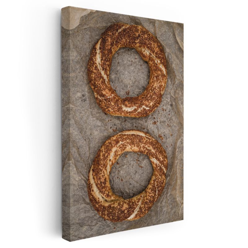 Fırından Taze - El Yapımı Simit Kanvas Tablo
