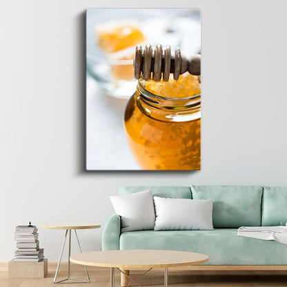 Saf Bal - Ahşap Kepçe ile Taze Bal Kanvas Tablo