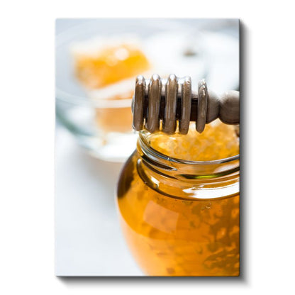 Saf Bal - Ahşap Kepçe ile Taze Bal Kanvas Tablo