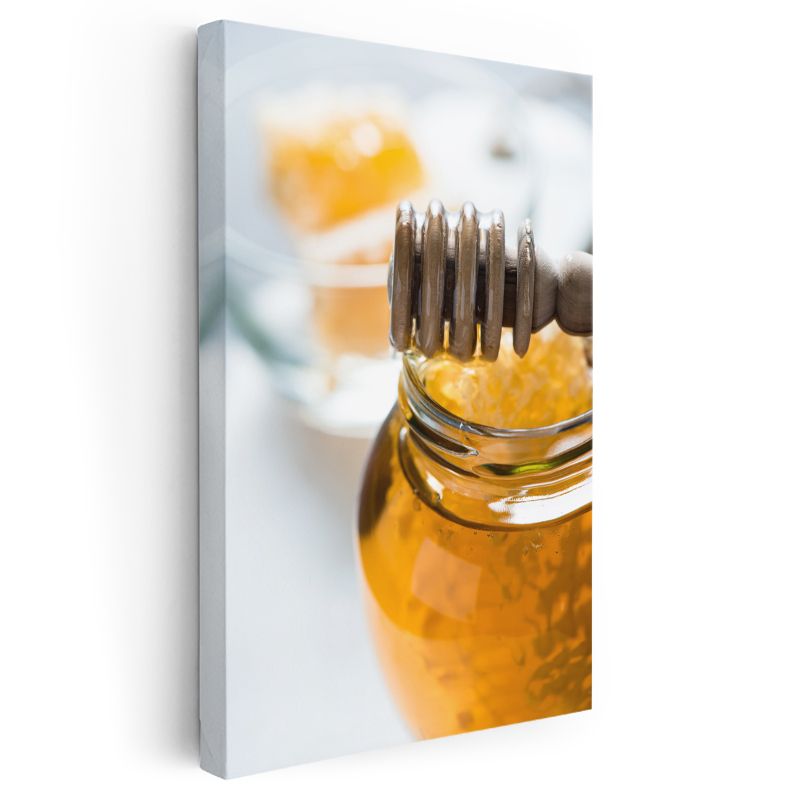 Saf Bal - Ahşap Kepçe ile Taze Bal Kanvas Tablo