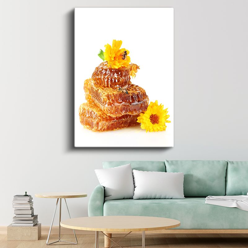 Bal Peteği - Arı Emeği ve Çiçekler Kanvas Tablo