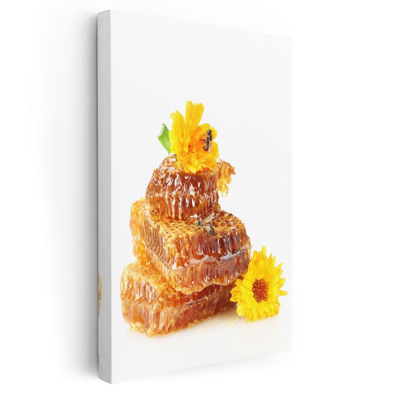 Bal Peteği - Arı Emeği ve Çiçekler Kanvas Tablo