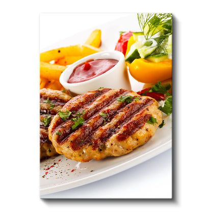 Izgara Köfte - Patates Kızartması ve Sos Eşliğinde Kanvas Tablo