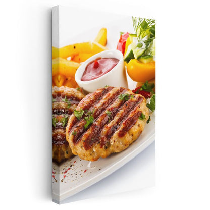 Izgara Köfte - Patates Kızartması ve Sos Eşliğinde Kanvas Tablo