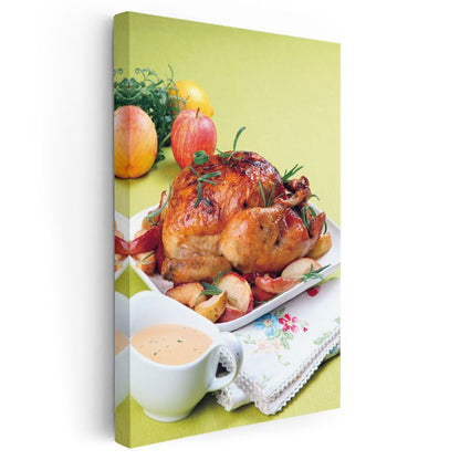 Fırın Tavuk - Elma ve Baharatlarla Hazırlanmış Kanvas Tablo