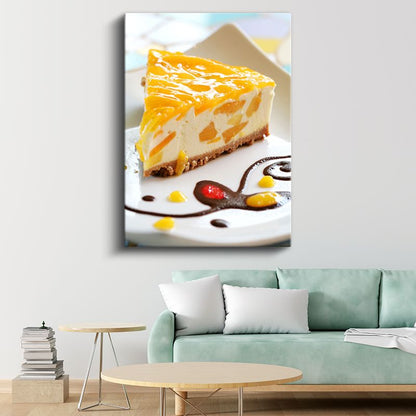 Mango Cheesecake - Tatlı Tutkunları İçin Lezzetli Dilim Kanvas Tablo