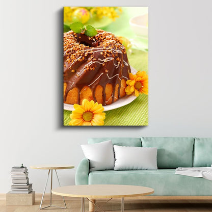 Çikolatalı Kek - Fındık Parçacıklı Özel Tarif Kanvas Tablo