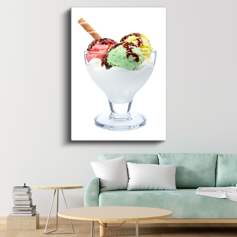 Renkli Dondurma - Üç Renk Bir Arada Külah Kanvas Tablo